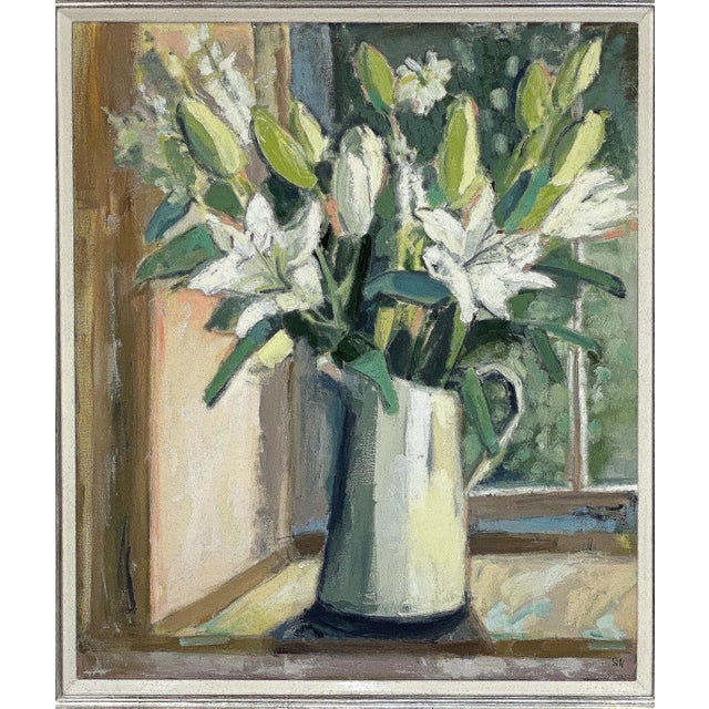 Contemporary British Framed Oil Painting on Canvas (Lilies in a Jug) For Sale In Austin - Image 6 of 13
