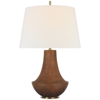 Thomas O'Brien by Visual Comfort Signature Kefi 25" Table Lamp in Natural Terracotta with Linen Shade For Sale