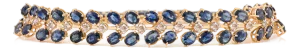 Exquisite 14.84 Carat Blue Sapphire Diamond Tennis Bracelet in 14k Yellow Gold
