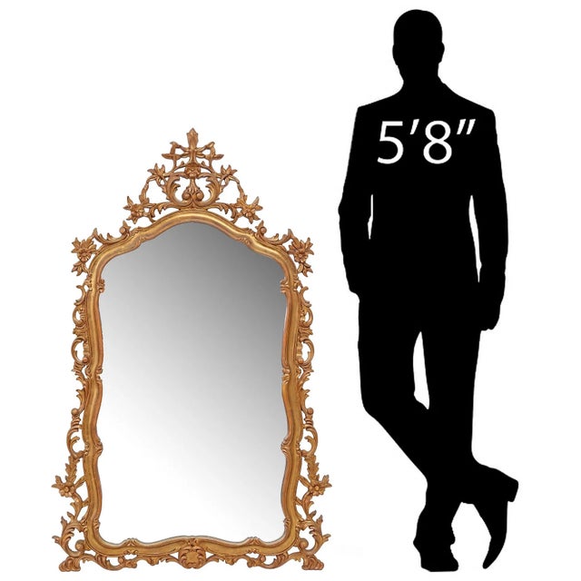 French French Louis XV Style Giltwood Wall Mirror, 56”h For Sale - Image 3 of 4
