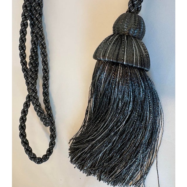 Vintage Grey and Silver Tassel Tie Backs - Set of 3 For Sale - Image 4 of 5