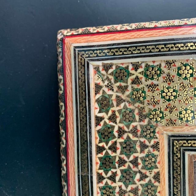 Pair of Vintage Persian Khatamkari Micro-Mosaic Geometric Photo Frames For Sale - Image 14 of 14