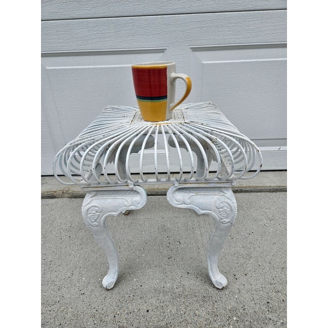 Square White Wrought Iron and Metal Garden Stool For Sale - Image 14 of 14
