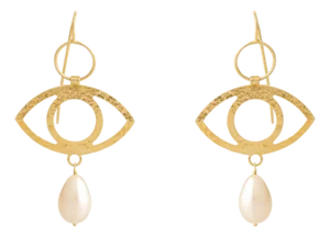Guardian Eye Pearl Dangle Earrings, A Pair