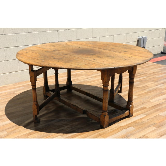 Country French Tiger Oak Drop-Leaf Gateleg Dining Table, Rustic Farmhouse Oak Table, Circa 1950s For Sale In Los Angeles - Image 6 of 18