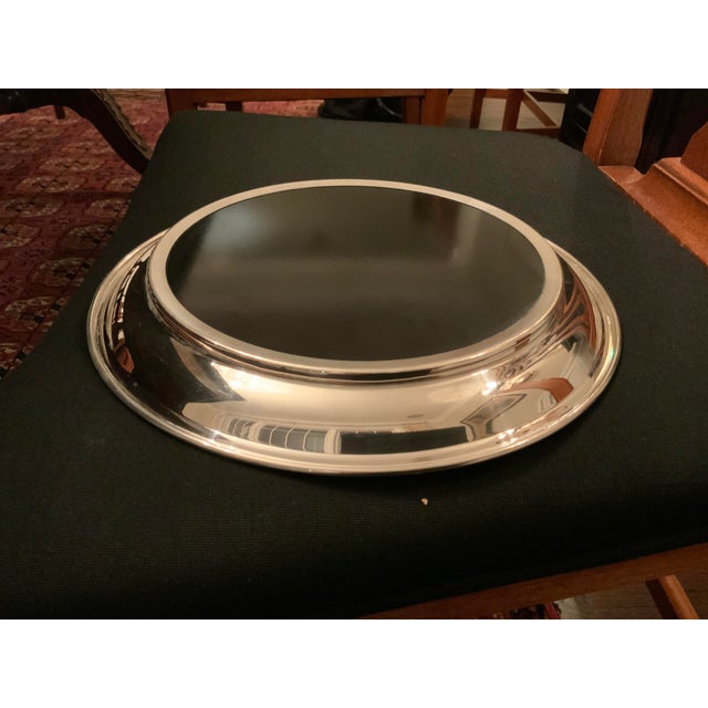 1960s F. B. Rogers Silver Plate and Black Bakelite Barware Tray For Sale - Image 9 of 10