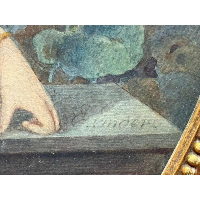 Eduard Ender, Portrait of a Young Lady, 19th Century, Watercolor For Sale - Image 3 of 9