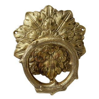 Vintage Brass Leaf and Twig Door Knocker For Sale