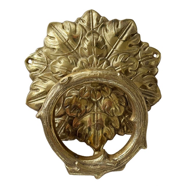 Vintage Brass Leaf and Twig Door Knocker For Sale
