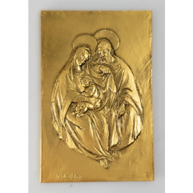 Mid-Century Italian Gilt Bronze Religious Plaque in Case by Enrico Manfrini For Sale - Image 4 of 13