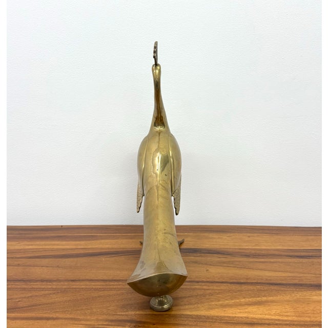 Figurative Vintage Polished Brass Peacock For Sale - Image 3 of 6