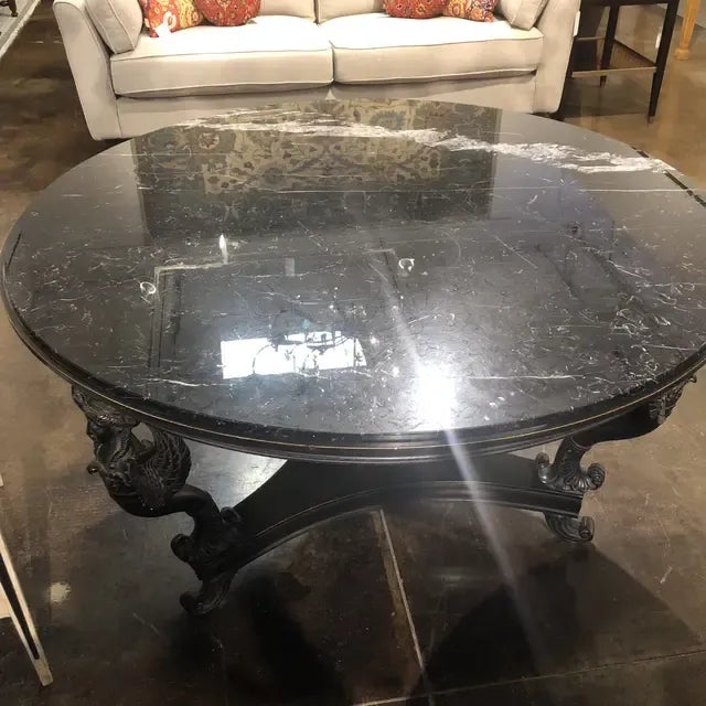 Black 1990s Italian Round Empire Style Table For Sale - Image 8 of 13
