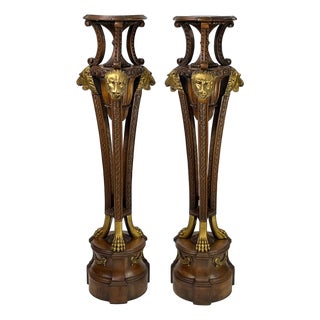 Neoclassical Empire Style Parcel Gilt Pedestals - A Pair For Sale