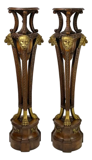 Neoclassical Empire Style Parcel Gilt Pedestals - A Pair