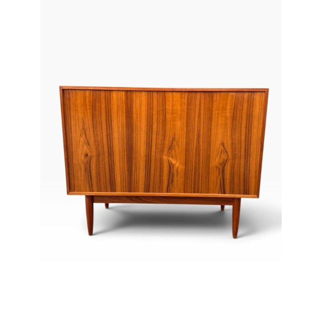 Danish Teak Four-Drawer Dresser | Arne Vodder | Sculpted Pulls & Finished Back | C. 1960s, Attributed For Sale - Image 9 of 13