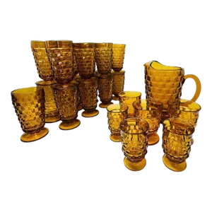 Vintage 24 Piece Collection Indiana Glass Whitehall Amber