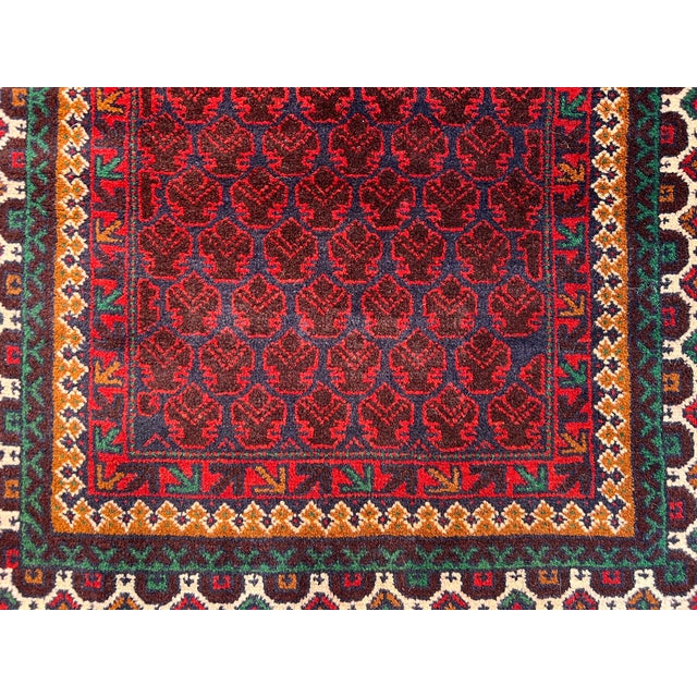 Red Vintage Afghan Dokhtar Qazi Boteh Runner - 6'3" X 2'8" For Sale - Image 8 of 12