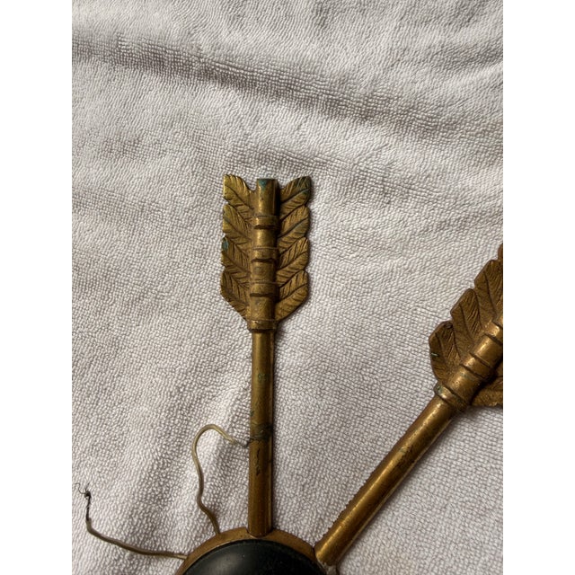 Pair of Vintage French Empire Revival Brass and Enamel Swan Sconces For Sale - Image 4 of 8