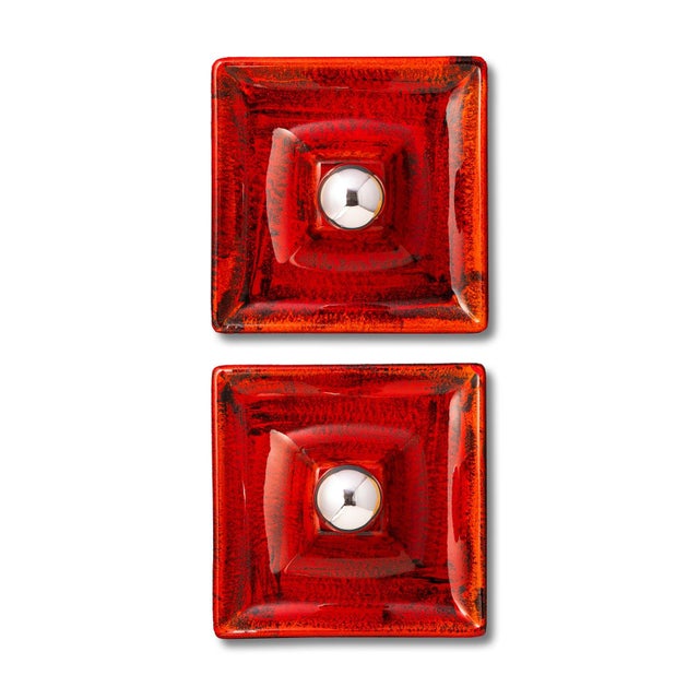 Red Orange Fat Lava Ceramic Wall or Ceiling Lights from Hustadt Leuchten, Germany, 1970s, Set of 2 For Sale - Image 14 of 14