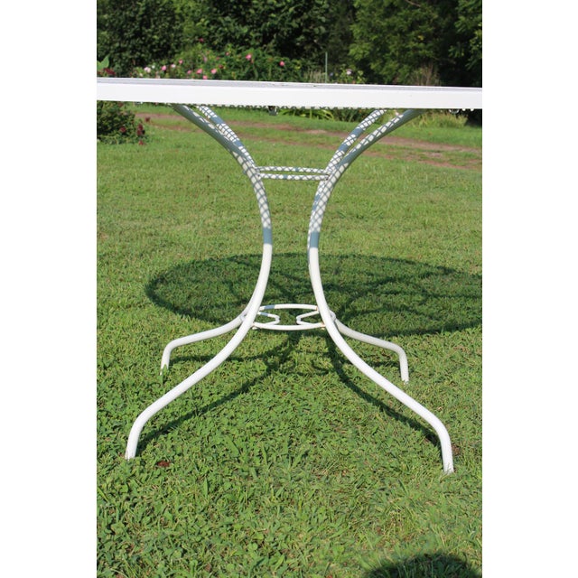 Wrought Iron Patio Set With Dogwood Motifs—Table and Four Armchairs With Covers, 5 Pieces For Sale - Image 13 of 18