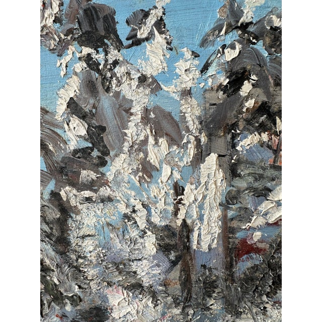 Off-white Early 20th Century Winter Scene Painting For Sale - Image 8 of 9