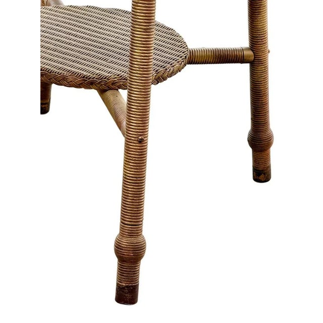 English 2-Tier Occasional Table with Brass-Capped Feet attributed to Lloyd Loom, 1930s For Sale - Image 6 of 12