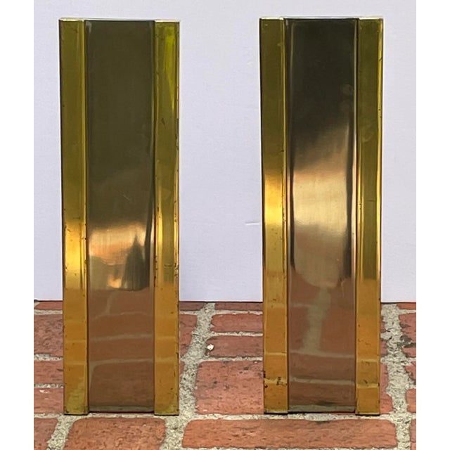 Metal 1970s Danny Alessandro Nickel & Brass Andirons - a Pair For Sale - Image 7 of 8