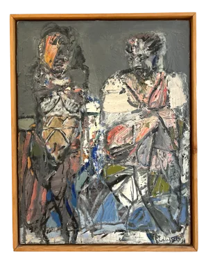 Michel Gemignani, Les Soeurs "Trouillard", 1988, Oil on Paper Mounted on Canvas, Framed
