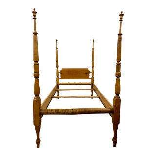 Antique Cherry Twin Size Traditional Poster Bed Formerly Rope Bed With Canopy For Sale