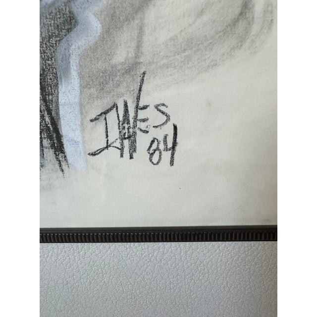 Wood Vintage Signed 1984 Large Art Deco Style Charcoal and Pastel Drawing of a Female Figure For Sale - Image 7 of 10