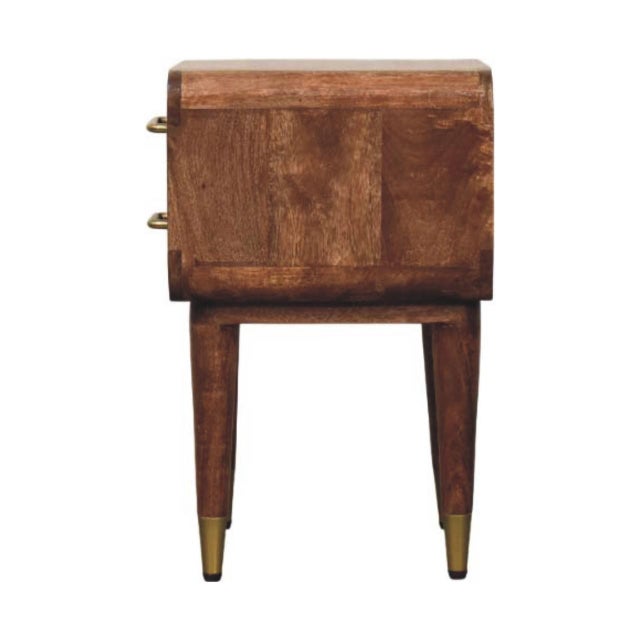 Roasted Almond-Finish Mango Wood 2-Drawer Nightstand For Sale In Philadelphia - Image 6 of 8