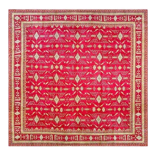 Impressive Red and Yellow Color With Geometric Design Antique Indian Rug For Sale