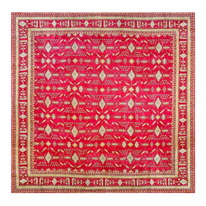 Impressive Red and Yellow Color With Geometric Design Antique Indian Rug