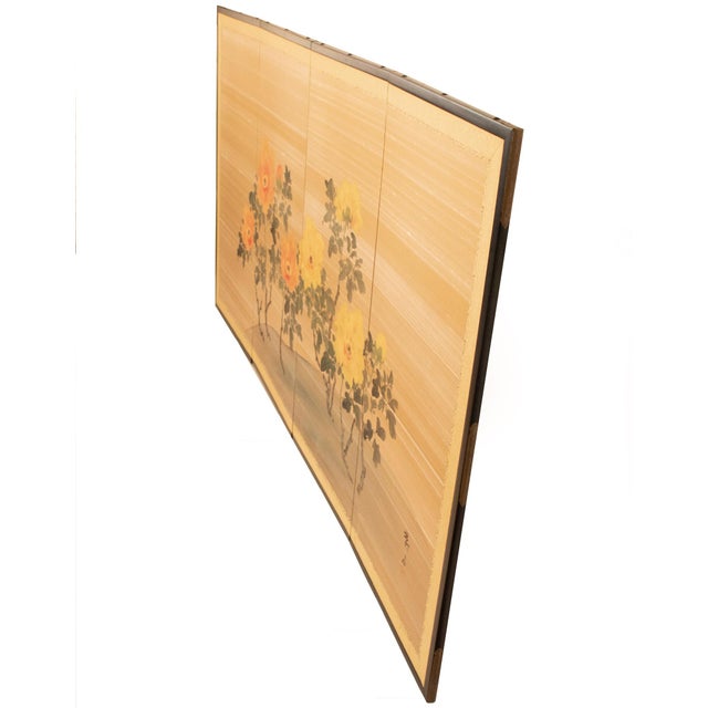 1950-1960s Shōwa Era Japanese Painted Silk Byobu Screen "Peonies" For Sale - Image 17 of 18