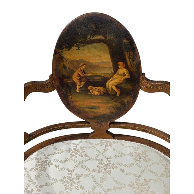19th Century French Louis XV Style Hand-Painted Romantic Armchair For Sale - Image 10 of 14