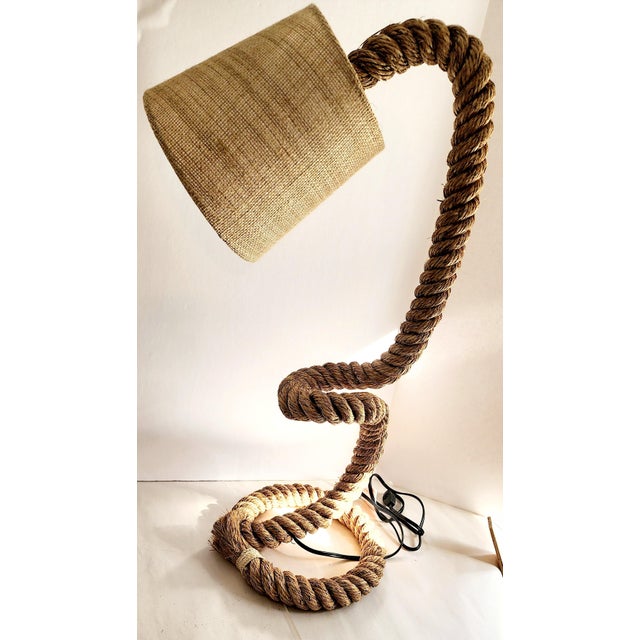 1980s Nautical Twisted Rope Lamp After Audoux & Minet 29.5