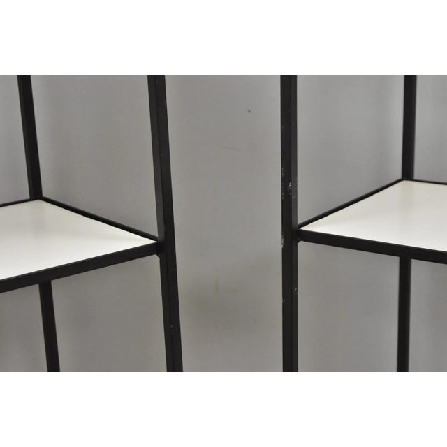 Black Vintage Mid Century Modern Narrow Arched Wrought Iron Etagere Bookcase - A Pair For Sale - Image 8 of 14