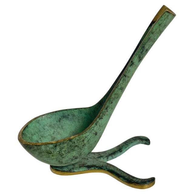 Green Pipe Holder in Patinated Bronze attributed to Walter Bosse, USA, 1960s For Sale - Image 6 of 6