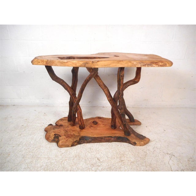 Mid-Century Modern Vintage Live-Edge Console Table For Sale - Image 3 of 13