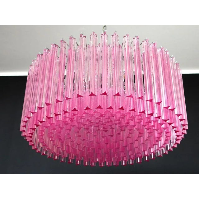Pink Triedri Glass Chandelier with 265 Pink Prisms For Sale - Image 8 of 13
