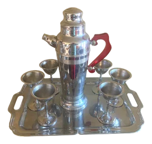 Vintage Art Deco Krome Craft Farber Bros Cocktail Shaker Set- 8 Pieces