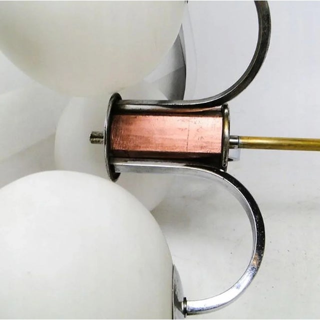 Chandelier with Glass Globes, Czechoslovakia, 1950s, in Restored conditions. Designed 1950 to 1959 European Plug (up to...