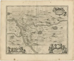 Antique Map of the Region of Aiguillon byJanssonius, 1657