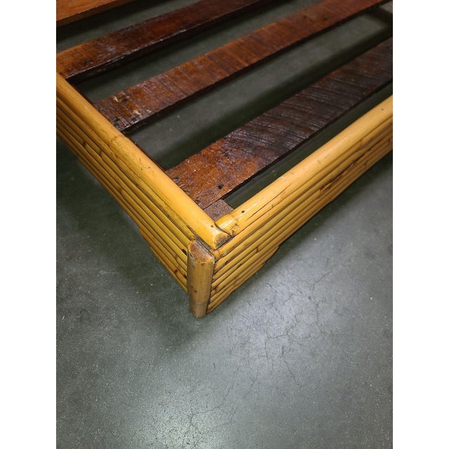 Wood Restored Mid-Century Stacked Rattan Bed Sofa Daybed For Sale - Image 7 of 9