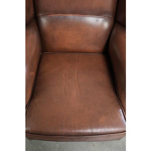 English Cowhide Wing Armchair For Sale - Image 6 of 12