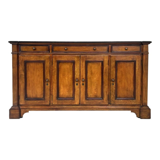 Baker Furniture Tuscan Style Walnut Sideboard Buffet Cabinet For Sale