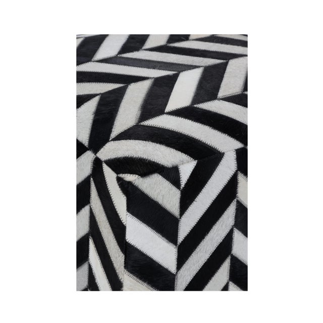 Transitional Herring Wish Bone Pouf For Sale - Image 3 of 3