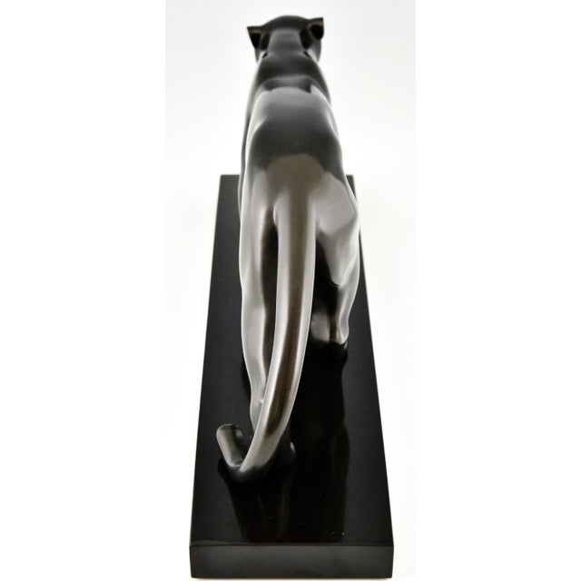 1930s Emile Louis Bracquemond, Sculpture of Walking Panther, 1930, Bronze and Marble For Sale - Image 5 of 14