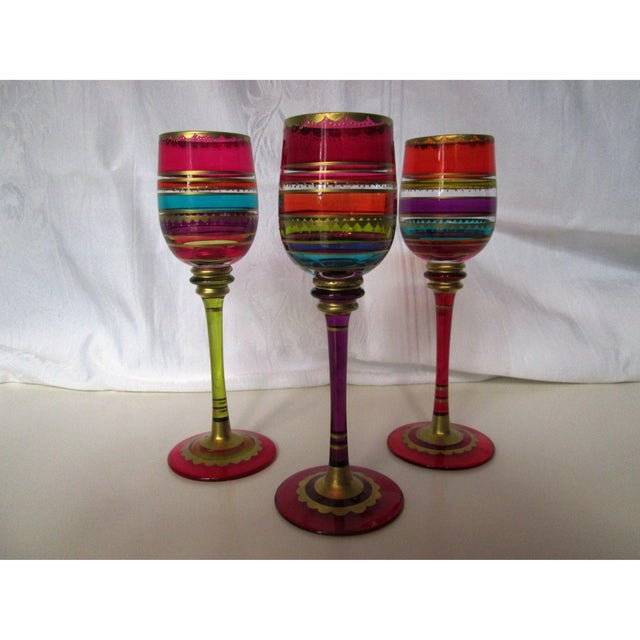 Festive Stripe Long Stemmed Cordial Glasses Set of 6 Chairish