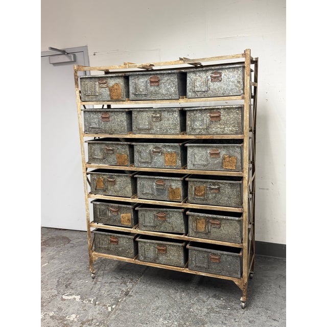 Vintage Sangham Storage Bins + Frame on Casters For Sale - Image 9 of 12